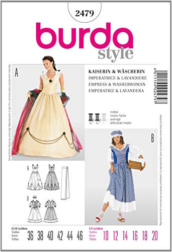 Burda Schnittmuster #2479 Damen Kostüm Karneval Kaiserin & Wäscherin Gr. 36-46 mit Anleitung