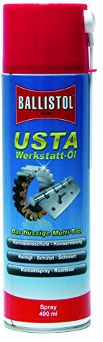 BALLISTOL 22960 Werkstatt-Öl USTA 400ml Spray – Reinigung, Schmierung, Rostschutz – Kontaktspray, Rostlöser, Farblos