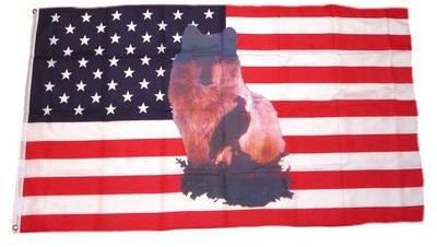 Fahne/Flagge USA - Wolf mit Adler NEU 90 x 150 cm