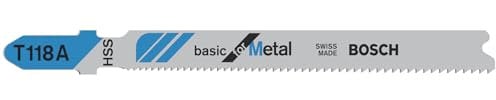 Bosch Professional 5x Lame per seghetto alternativo T 118 A Basic for Metal (per Lamiere di acciaio, accessorio Seghetto alternativo)