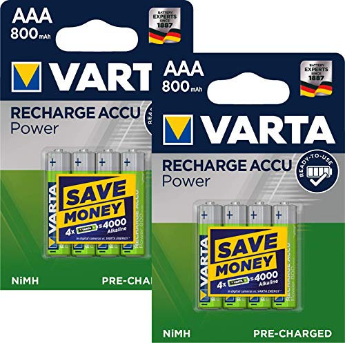 Lot de 8 piles rechargeables Varta 56703 HR03 Micro AAA Ready2use Longlife 800 mAh