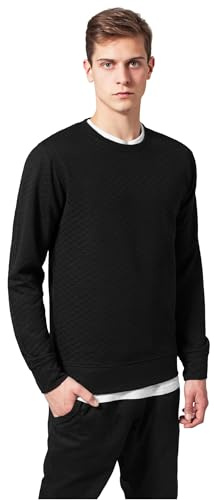 Urban Classics Herren Pullover Diamond Quilt Crewneck, fein gesteppter einfarbiger Pulli für Männer