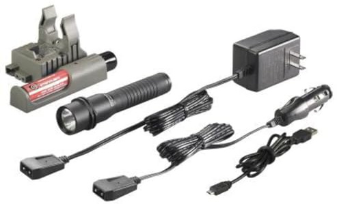 Streamlight 74353 Strion LED 375 Lumen Kompakte wiederaufladbare Taschenlampe mit 120V/100V AC/12V DC Huckepack-Ladegerät, Schwarz