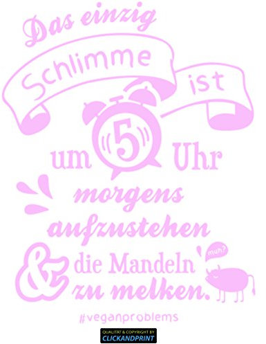 CLICKANDPRINT Aufkleber » Vegane Probleme - Mandeln melken, 310x43,5cm, Glasdekor Frosted Glass rosa • Dekoaufkleber/Autoaufkleber/Sticker/Decal/Vinyl