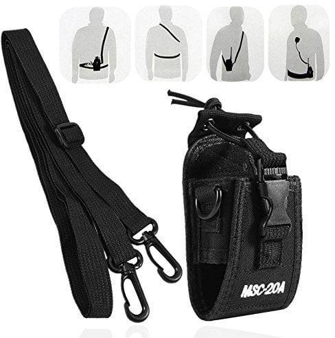 Universal Walkie Talkie Nylon Belt Case Bag with Adjustable Shoulder Strap, Two Way Radio Holder Holster Case MSC-20A for Kenwood/Motorola/HYT Two-Way Radio