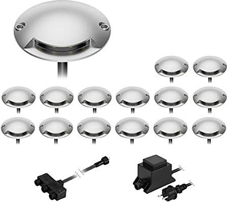 ledscom.de LED Boden-Aufbau-Leuchte Bunda, 1-flammig, für außen, befahrbar, kalt-weiß, 15er Set