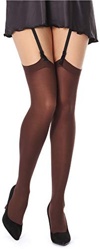 Bellivalini Damen Strapsstrümpfe Mikrofaser 60 DEN BLVFI1007 (Mocca, M/L (Herstellergröße: 3/4))