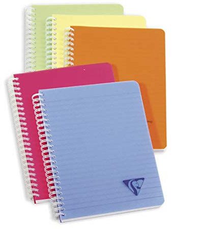 Clairefontaine 328506C Collection Linicolor Fresh Lot de 5 Carnets à Spirale - A5 14,8x21 cm - 180 Pages Petits Carreaux - Papier Blanc 90 g - Couverture Polypro Transparent - Couleurs Aléatoires