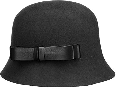 LIERYS Lianda Glocke Wollfilzhut - Elegante Form - Lila Hut - Damenhut mit Schleife, Einheitsgröße - Pflaume - Damen Herbst/Winter schwarz M (56-57 cm)