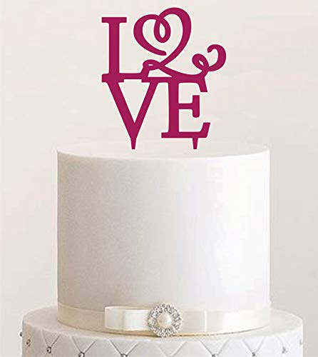 Cake Topper, Love, Tortenstecker, Tortefigur Acryl, Tortenständer Etagere Hochzeit Hochzeitstorte Kuchenaufstecker (Beere)