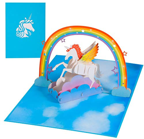 3D Pop-Up Karte Geburtstag mit Umschlag,Einhorn Geburtstagskarte,Glückwunschkarte, Abschlusskarte, Ermutigungskarte für Kinder, Absolventen