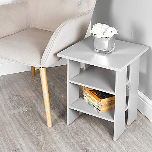 URBNLIVING 2 Tier Wooden Modern Side End Table (Grey)