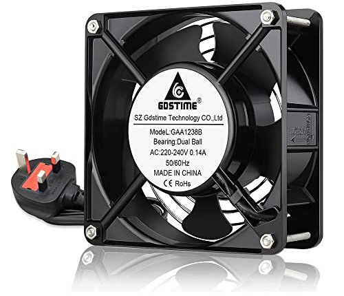 GDSTIME 240V 120mm Fan AC 220V 240V Fan 120mm x 120mm x 38mm Axial Computer Cooler 12038 Duall Ball Bearing for DIY Ventilation Exhaust Big Airflow