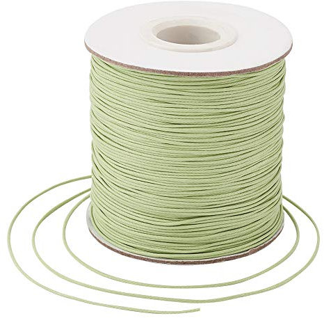 Craftdady 180 Meter geflochtene, gewachste Polyesterschnur, 0,5 mm, zum Basteln, für Schmuckherstellung, Makramee, Perlenfaden, Seil mit Spule, Hellgrün