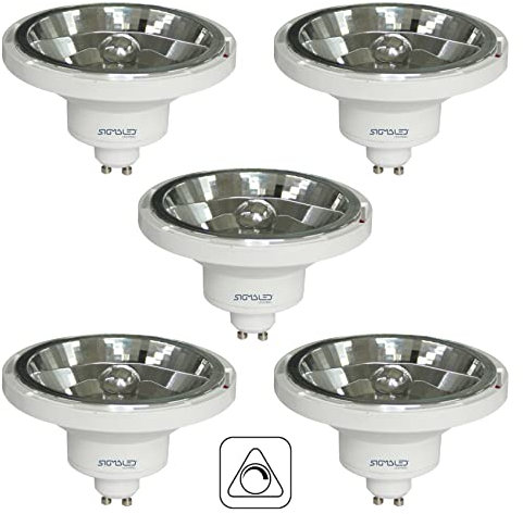 Sigmaled lighting, Faretto LED AR111 GU10 14W Dimmerabile, Luce Naturale 4000K, 1000 lumen, Faretti LED 220V 230V AC, Lampadine SPOT AR111 a Basso Consumo (equivalente 110W alogena) per Negozi, 5 spot
