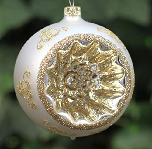 condecoro Christbaumkugel Reflex Weiss-Gold D8
