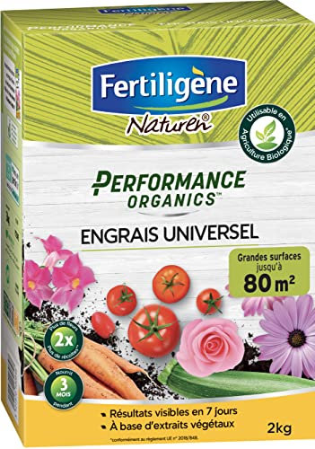FERTILIGENE NATUREN POEUN2 - Engrais Performance Organics Universel UAB 2 kg - Résultats dès 1 semaine - Plantes ornementales et potagères - Avec extraits végétaux enrichi en guano marin - Pour 80m²