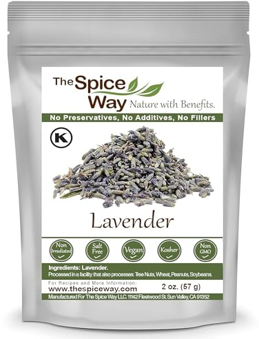 The Spice Way Lavender Flowers - (2 oz) dried flower buds for tea and culinary use - Culinary Lavender Buds - Dried Edible Lavender for Drinks, Chicken, Lavender Tea and More Dried Lavendar Recipes