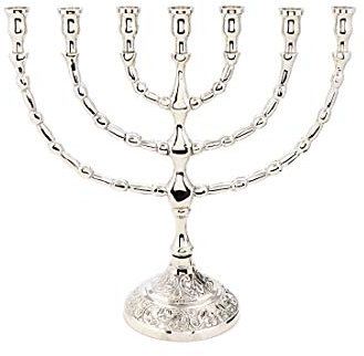 NKlaus Menorah Leuchter 7- armig Messing Gold Kerzen bis Ø 1,5cm Kerzenständer Höhe: 20cm Menora Breite :22cm Kirchenbedarf Dekoration 4171
