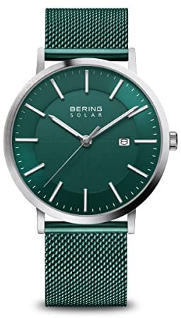 BERING Herren Uhr analog Solar mit Milanaise-Armband 15439-808