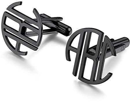 PROSTEEL Herren Buchstaben Manschettenknöpfe schwarz Edelstahl personalisiert Initiale Namen Manschettenknopf Hochzeit Verlobung Modeschmuck Accessoire