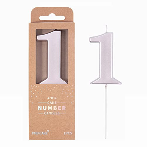 PHD CAKE 2.76 Inch Modern Rose Gold 1 Number Birthday Candles, Rose Gold Number Candles, Cake Number Candles, Party Celebration