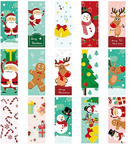 30 Stück Weihnachten Lesezeichen,Bunt Niedlichen Lesezeichen,Süß Magnet Seiten Clips Lesezeichen,Magnetische Lesezeichen,mit Weihnachtsmann Schneemann Rentier Muster
