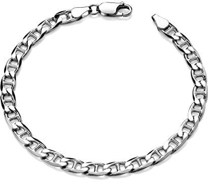 Old English Jewellers Sterling Silver Men's ANCHOR MARINER Curb Bracelet - 8.5 inch