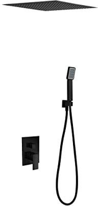 MICE COLLECTION Kit de douche encastrable plafond noir mat MONOMANDO avec tuyau Volga Imex GET015/NG