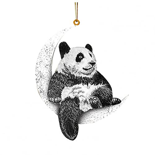 Xmiral Weihnachten Anh鋘ger Christbaumschmuck Tieranh鋘ger Kleine Ornamente f黵 Schrank kt黵en und Fenster (Mond Panda, 8.5 ?8.5 cm)