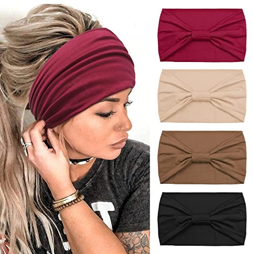 Stirnband Damen Breite Elastische Weiche Boho Haarbänder Leopard Print Haarschmuck Yoga Sport Haarband Mehrfarbig Haarreifen Damen Haartücher Damen