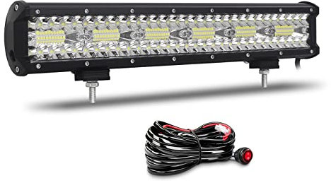 Willpower 43cm 17'' 360W Barre LED Spot et Inondation Rampe LED 12V 24V Étanche Bar a LED Feux Phare de Travail LED Projecteur LED pour 4x4 Voiture Camion Tracteur Quad Véhicule Bateau con Câblage