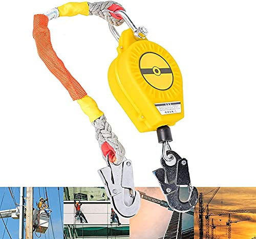 Absturzsicherung mit selbsteinziehender Rettungsleine, einziehbares Verbindungsmittel, Sicherheitsgurt mit Verbindungsmittel und Haken zum Klettern an Bäumen, Industriegebäuden, Feuerwehr, Lager: 150