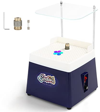 Godora Stained Glass Grinder, 5/8 & 1 Grinder Bits with Splash Guard | Smooth Edge Finishing, Water-Wicking Feed, Dual Grinder Bits, Clear Splash Control, Easy Maintenance
