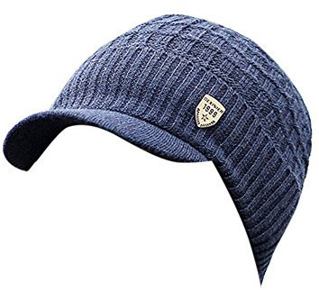 Zhiyao Beanie Mütz Damen Herren Mütze mit Schirm Fleece Visor Beanie Wintermütze Schirmmütze Strickmütze mit Schirm - Warm Strickmütze mit Schild für Winter