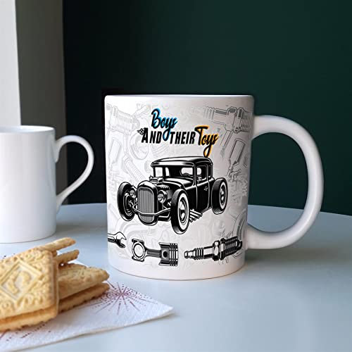 Purely Home Extra Large Big Hotrod Vintage Car Boys and Their Toys Mug - Jumbo White Coffee/Tea Gift