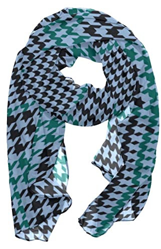 Schals für Frauen, leichter Druck Blumenmuster Schal Schal Mode Schals Sonnenschutz Tücher,Hahnentritt Plaid Türkis Grün Schwarz Vintage