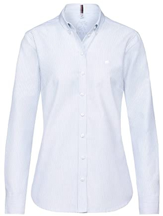 GREIFF Damen-Bluse Buttondown Casual Regular Fit, Button-Down-Kragen, Logo Stickerei auf Brust, Aufhänger am Innenkragen, Farbe:Blau/Weiß, Größe 52