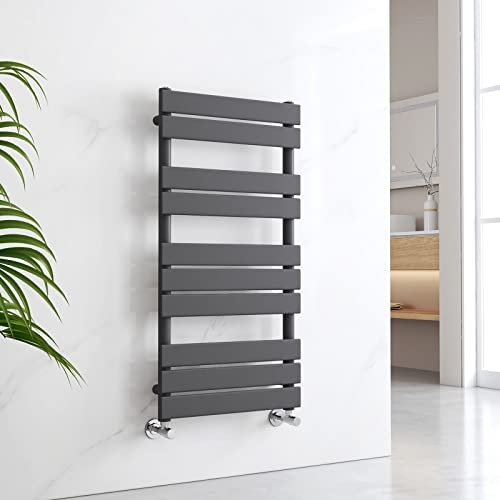 EMKE Flat Panel Heated Towel Rail Modern Design Bathroom Radiator Anthracite Towel Radiator 1000 x 500 mm Towel Warmer Versatile Floor/Wall Mounted Ladder Rad