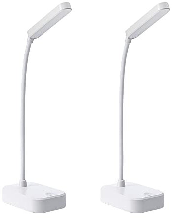 hepan block Battery Operated Table LED Lamps,Desk Light 2pcs White,Battery lamp&Bedside lamp with USB Port,Suitable for Reading and Study in The Bedroom,Small Cordless Bed lamp, Cute Desk Touch