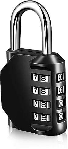 Vorhängeschloss Zahlenschloss, 4 Stellig Zahlencode Schloss aus Zinklegierung, Ändern Sie selbst Ihren Code nach Wunsch, Geeignet für Schließfächer, Koffer, Garagen, Tore, Schulen, Schwarz