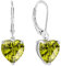 JO WISDOM Damen Hängende Ohrringe Herz Silber 925 mit 3A Zirkonia Kristall August Geburtsstein Peridot Farbe,Schmuck für Frauen