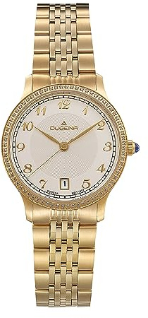 Dugena Damen-Armbanduhr Gala, Quarzwerk, Edelstahl, Saphirglas, Drückerfaltschließe, 5 bar