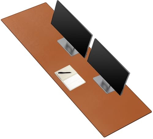 ZORESYN XXL Schreibtischmatte 170x50cm - Premium PU-Leder Tischunterlage mit Rutschfester Unterseite | Wasserdichtes Mauspad für Gaming & Büro | Schreibtischschutz für Glas- und Holztische (Braun)