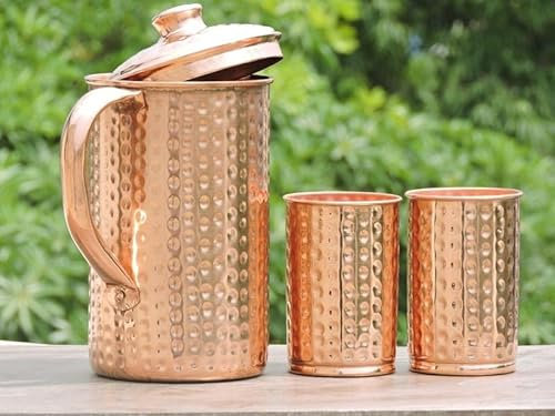 2activelife Copper Water Pitcher with Copper Cups | 50.7 oz, Brown, Ayurveda Health Benefits