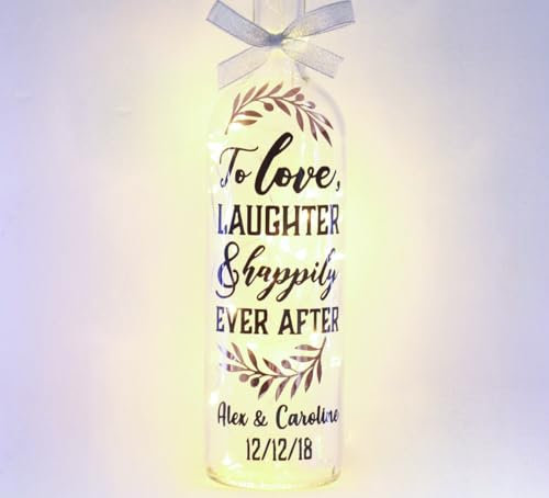 Personalised Wedding Table Decor, Gift for Couples, Valentine's, Anniversary Light Up Bottle