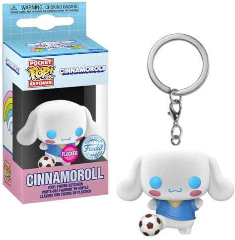 Funko Pop! Keychain: Sanrio - Cinnamoroll mit Soccer Ball - Beflockt - Hello Kitty - Neuartiger Schlüsselanhänger - Vinyl-Minifigur Zum Sammeln - Strumpffüller - Geschenkidee - Cartoons Fans