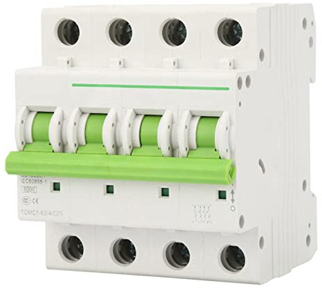 Disjoncteur Miniature, Interrupteur D'air de Protection contre les Fuites TOMC763, Disjoncteur de Courant de Type C 6KA 4P pour l'électricité Domestique et Industrielle (25A)