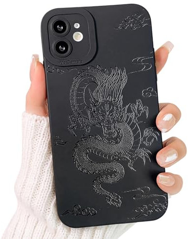 NITITOP Compatible for iPhone 11 Case Cute Cool Dragon Black Design for Girls Women Soft TPU Shockproof Protective Phone Cover Girly - Dragon