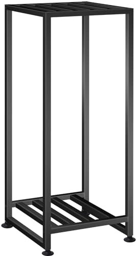 LUBORN 78,7 cm hoher Pflanzenständer für drinnen und draußen, 2 Etagen, robustes Eisen, hoher Pflanzenständer für den Außenbereich, Blumentopfregal für Wohnzimmer, Terrasse, Garten, Deck